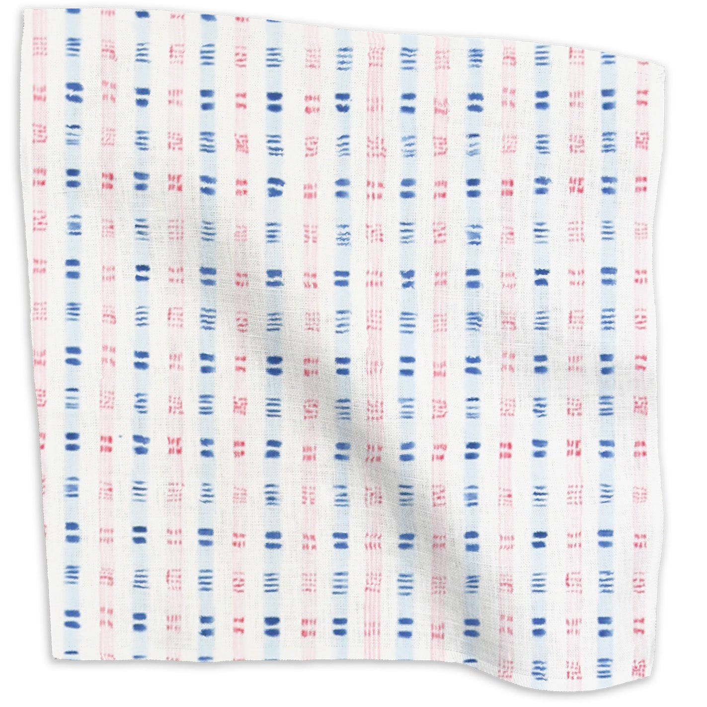 Bamboo stripe linen/cotton blend - Blue/Red colorway swatch