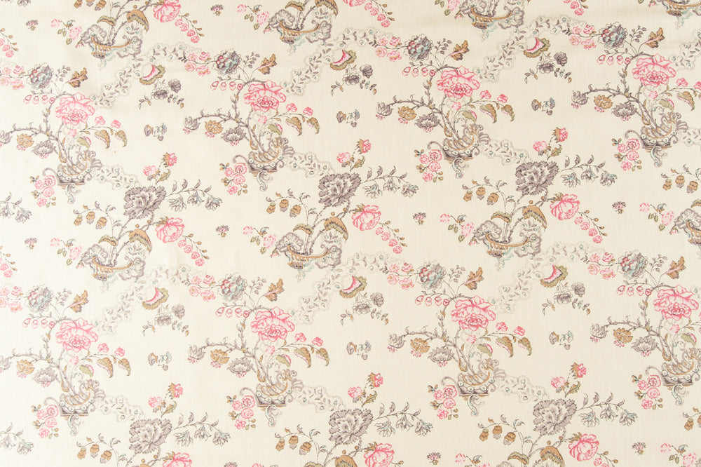 Bouquet floral linen - Aubergine colorway repeat