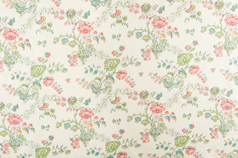 Bouquet floral linen - Green colorway repeat