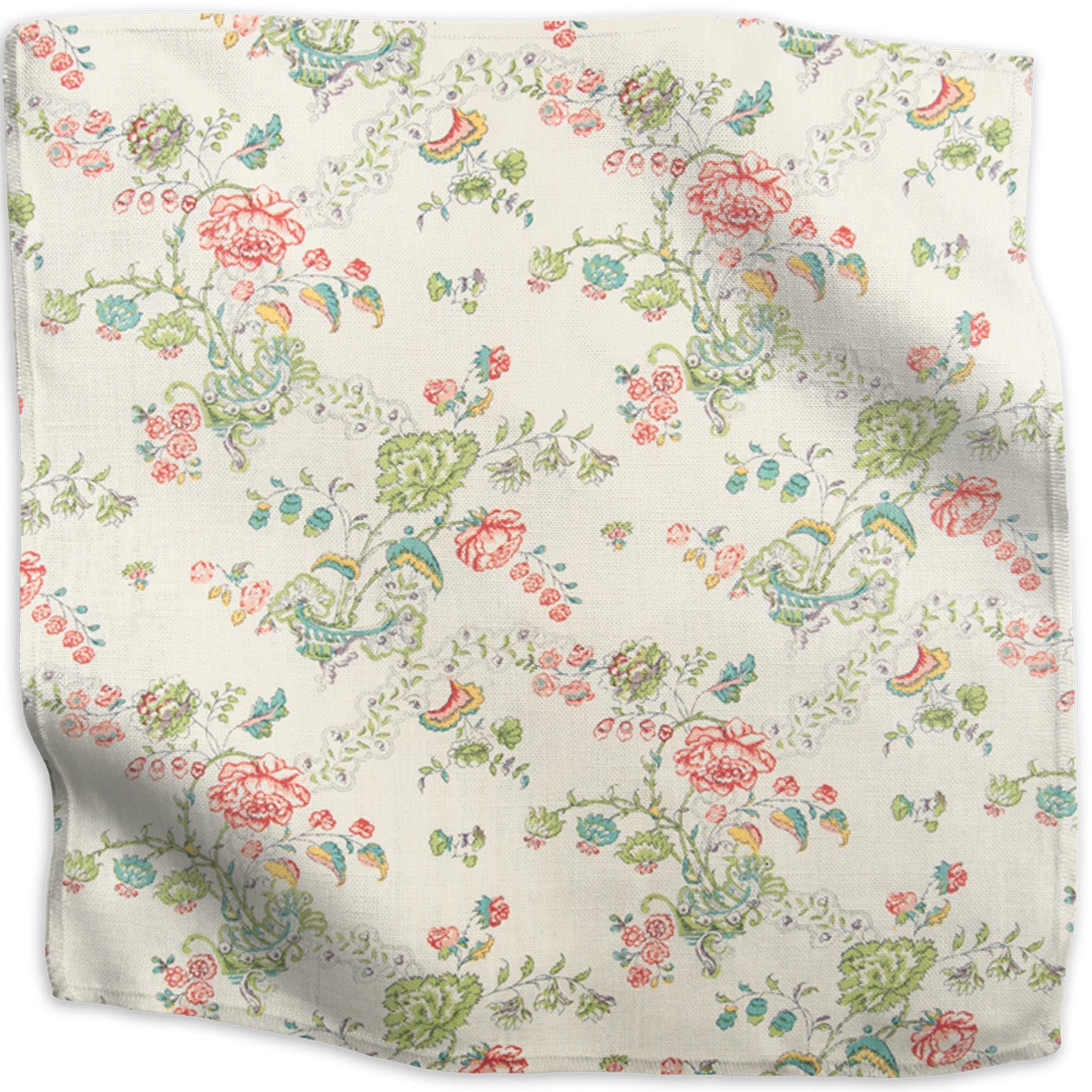 Bouquet floral linen - Green colorway swatch