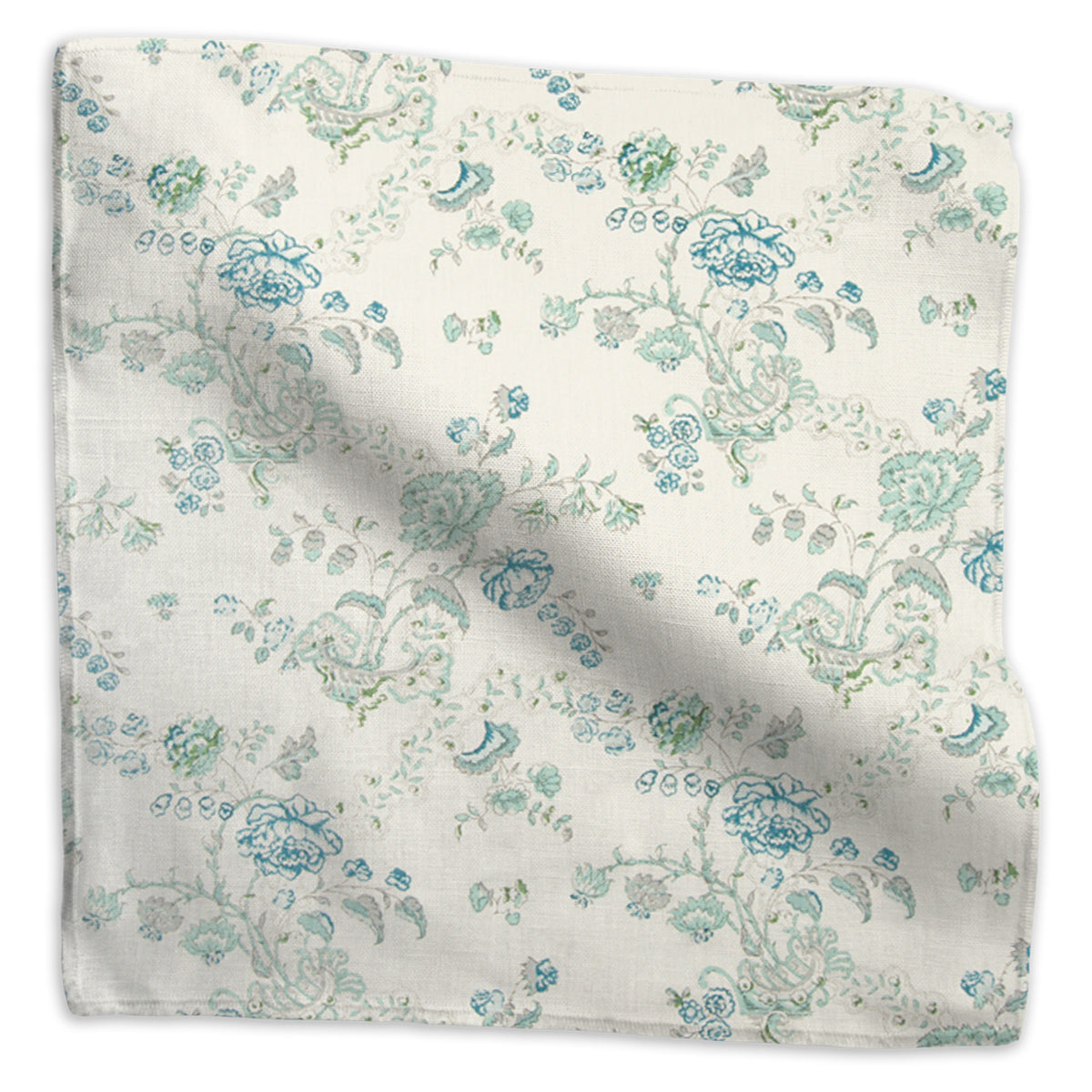 Bouquet floral linen - Turquoise colorway swatch