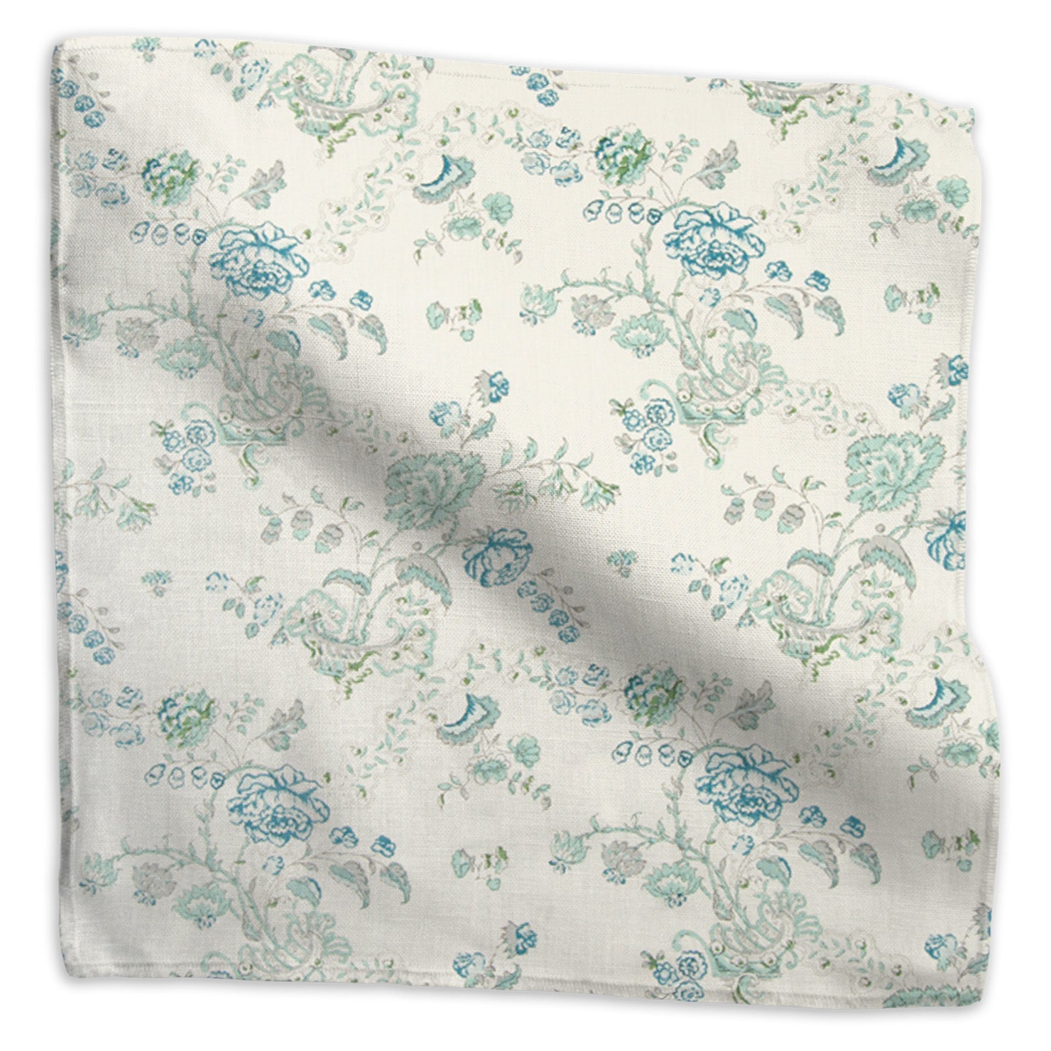 Bouquet floral linen - Turquoise colorway swatch