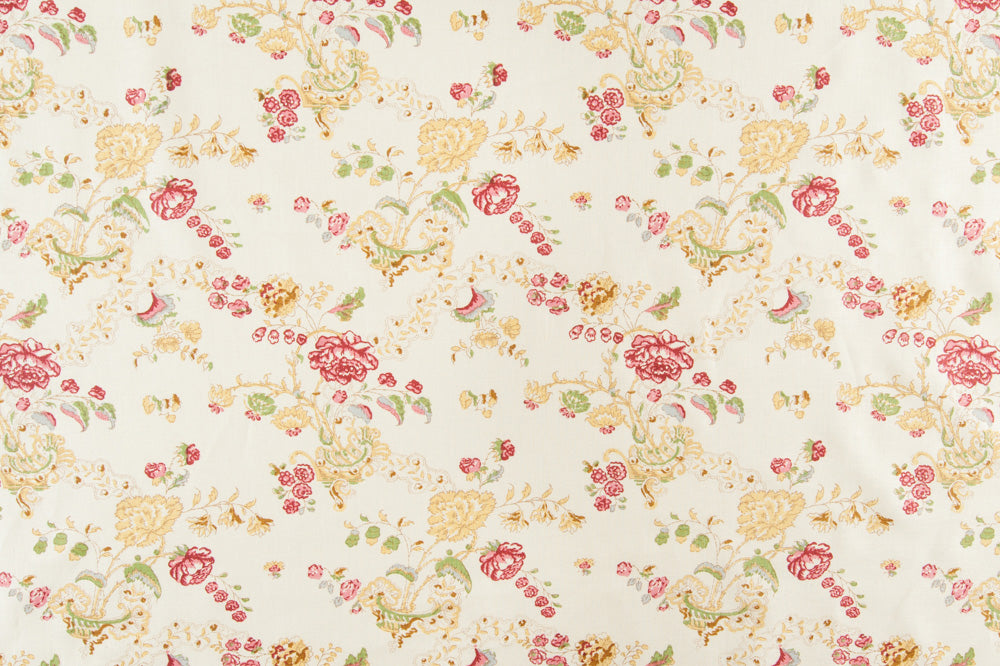 Bouquet floral linen - Yellow colorway repeat