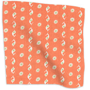 Casablanca geometric linen - Flame/Olive Green colorway swatch