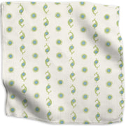 Casablanca Natural geometric linen - Natural/Margarita Green & Electric Blue colorway swatch