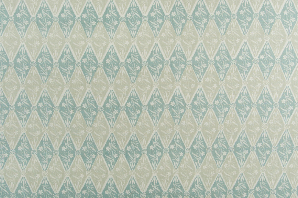 Diamond Batik geometric linen - Blue colorway repeat