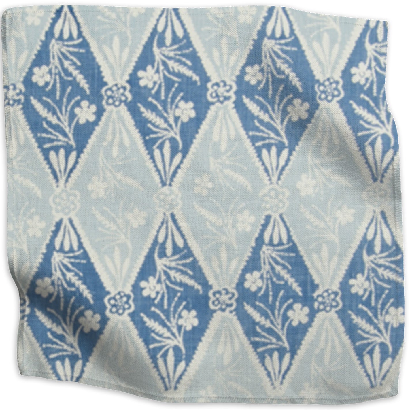 Diamond Batik geometric linen - Blue colorway swatch
