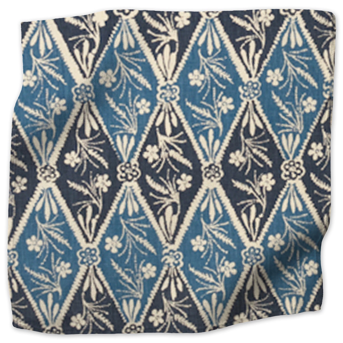 Diamond Batik geometric linen - Indigo colorway swatch