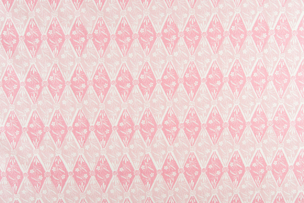 Diamond Batik geometric linen - Pink colorway repeat