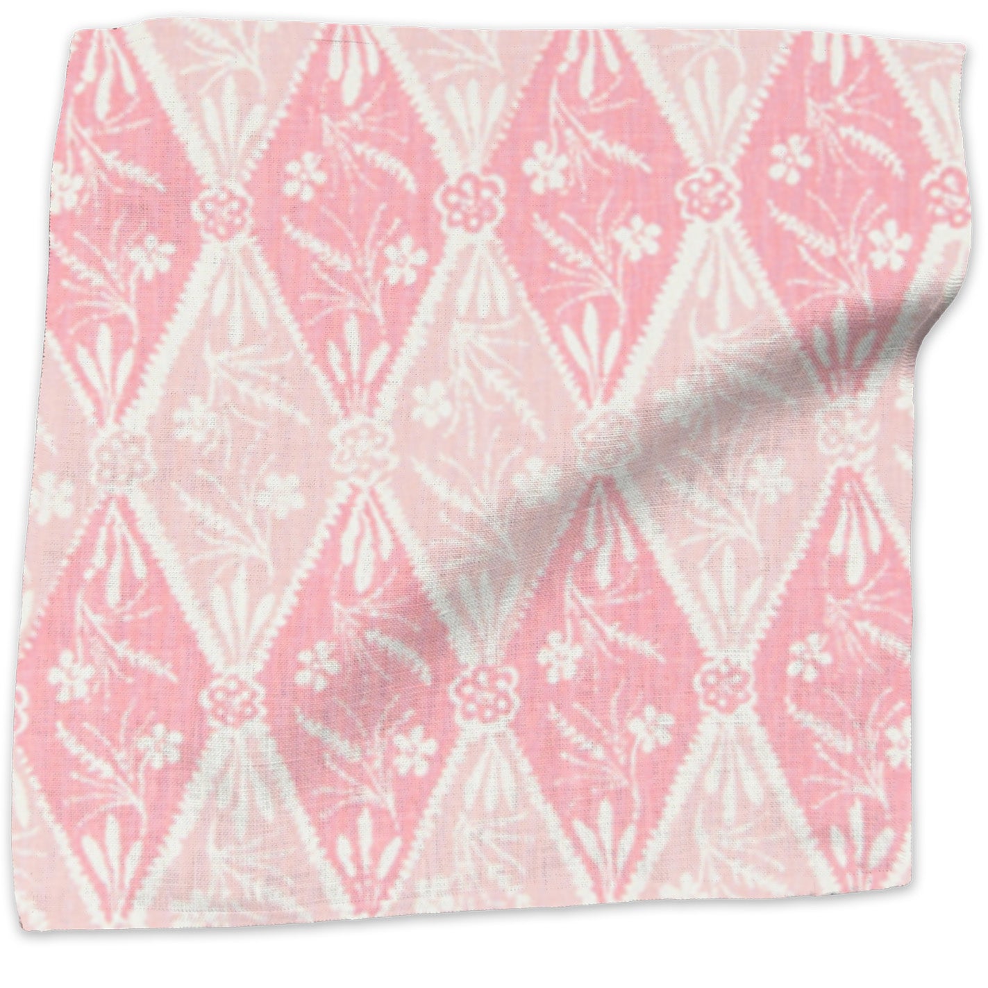 Diamond Batik geometric linen - Pink colorway swatch
