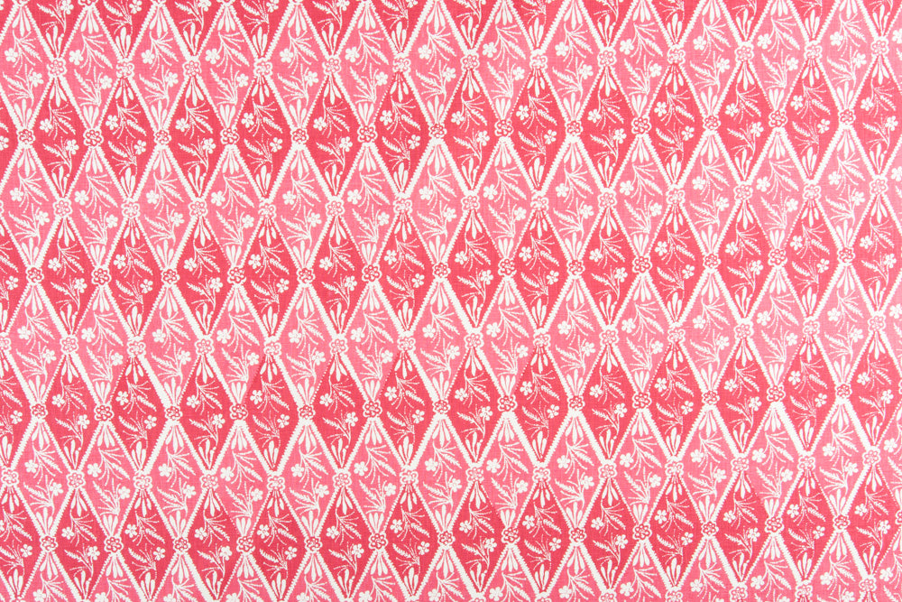 Diamond Batik geometric linen - Red colorway repeat