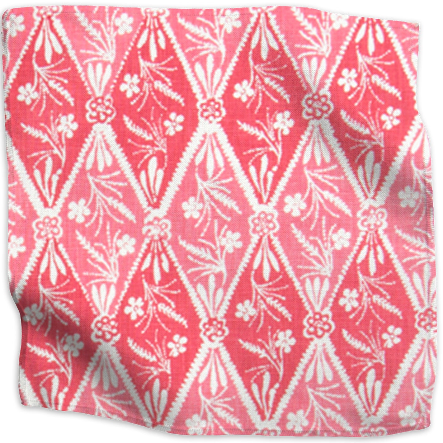 Diamond Batik geometric linen - Red colorway swatch