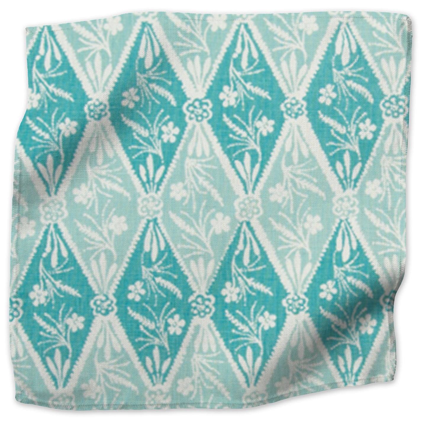 Diamond Batik geometric linen - Teal colorway swatch