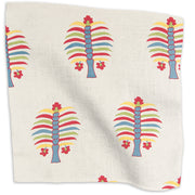 Fez Palm floral linen - Electric Blue colorway swatch