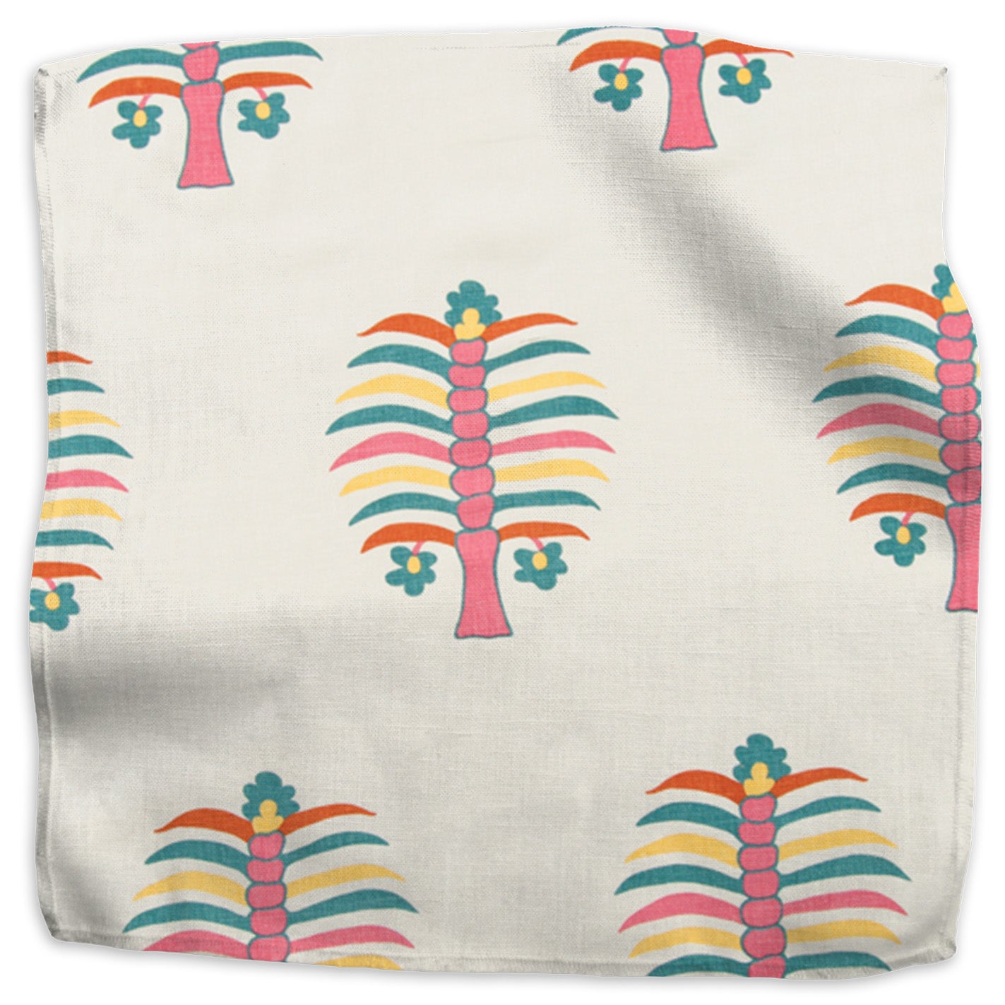 Fez Palm floral linen - Peony colorway swatch