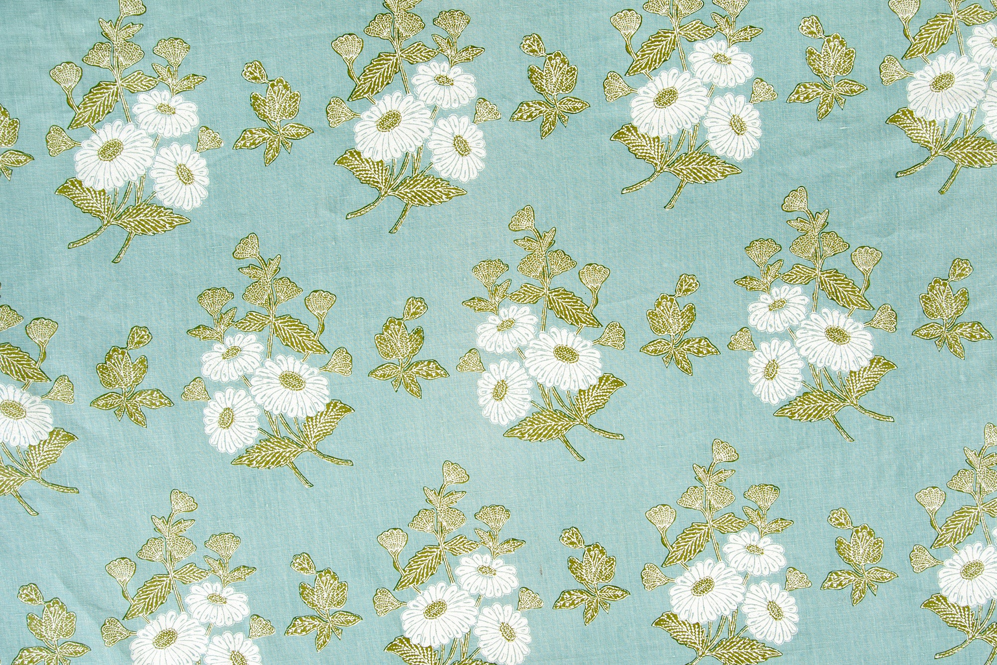 Floral Batik linen - Blue colorway repeat