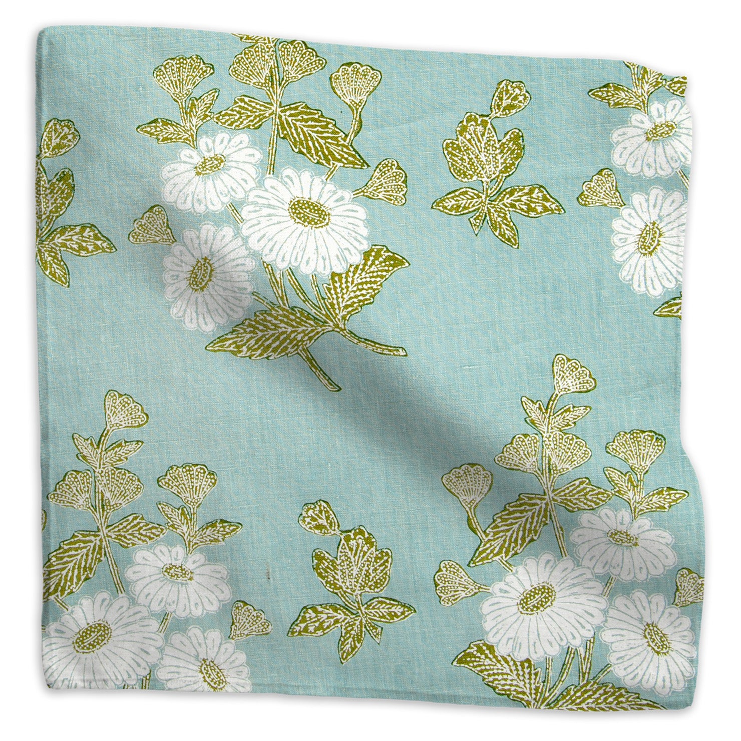 Floral Batik linen - Blue colorway swatch