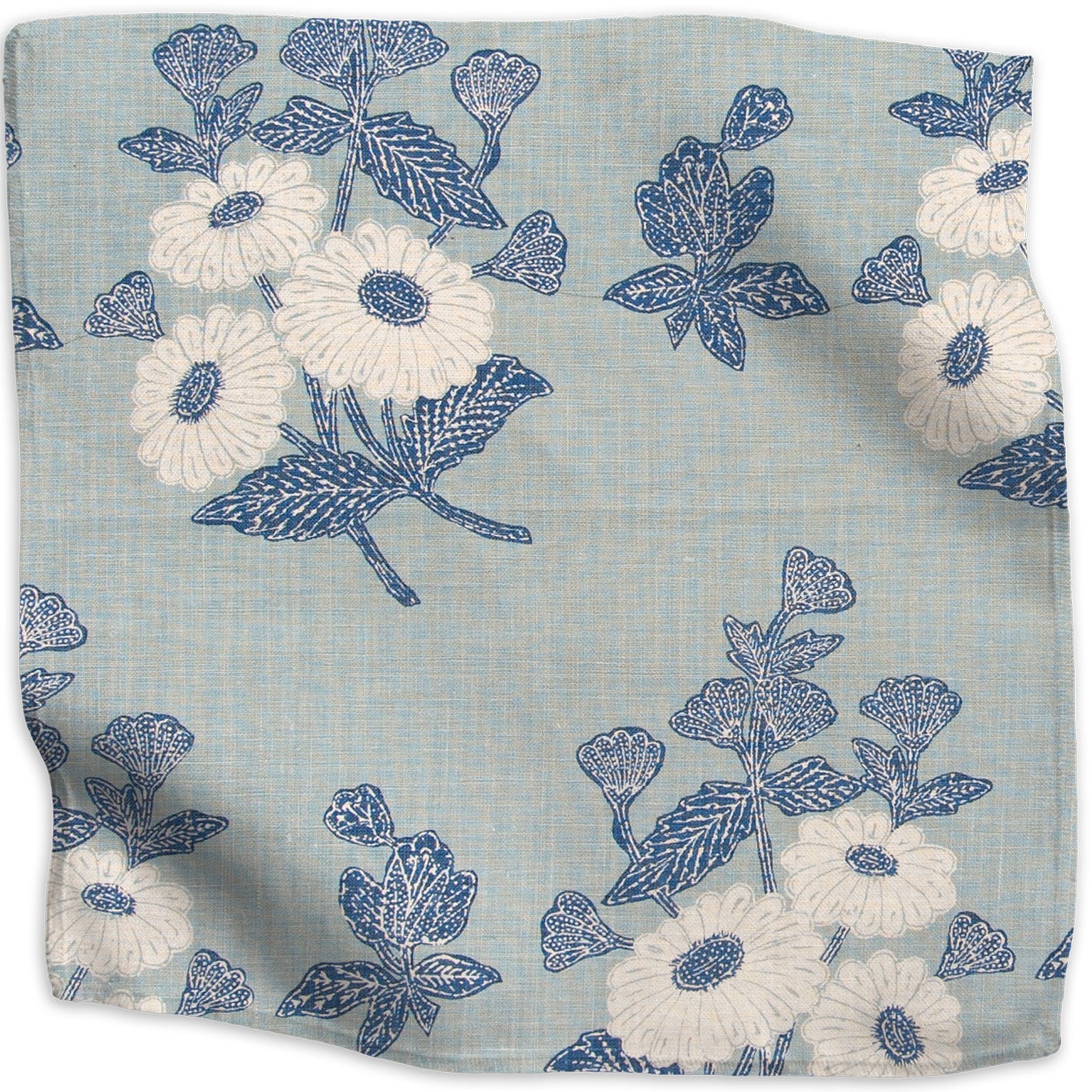 Floral Batik linen - Indigo colorway swatch