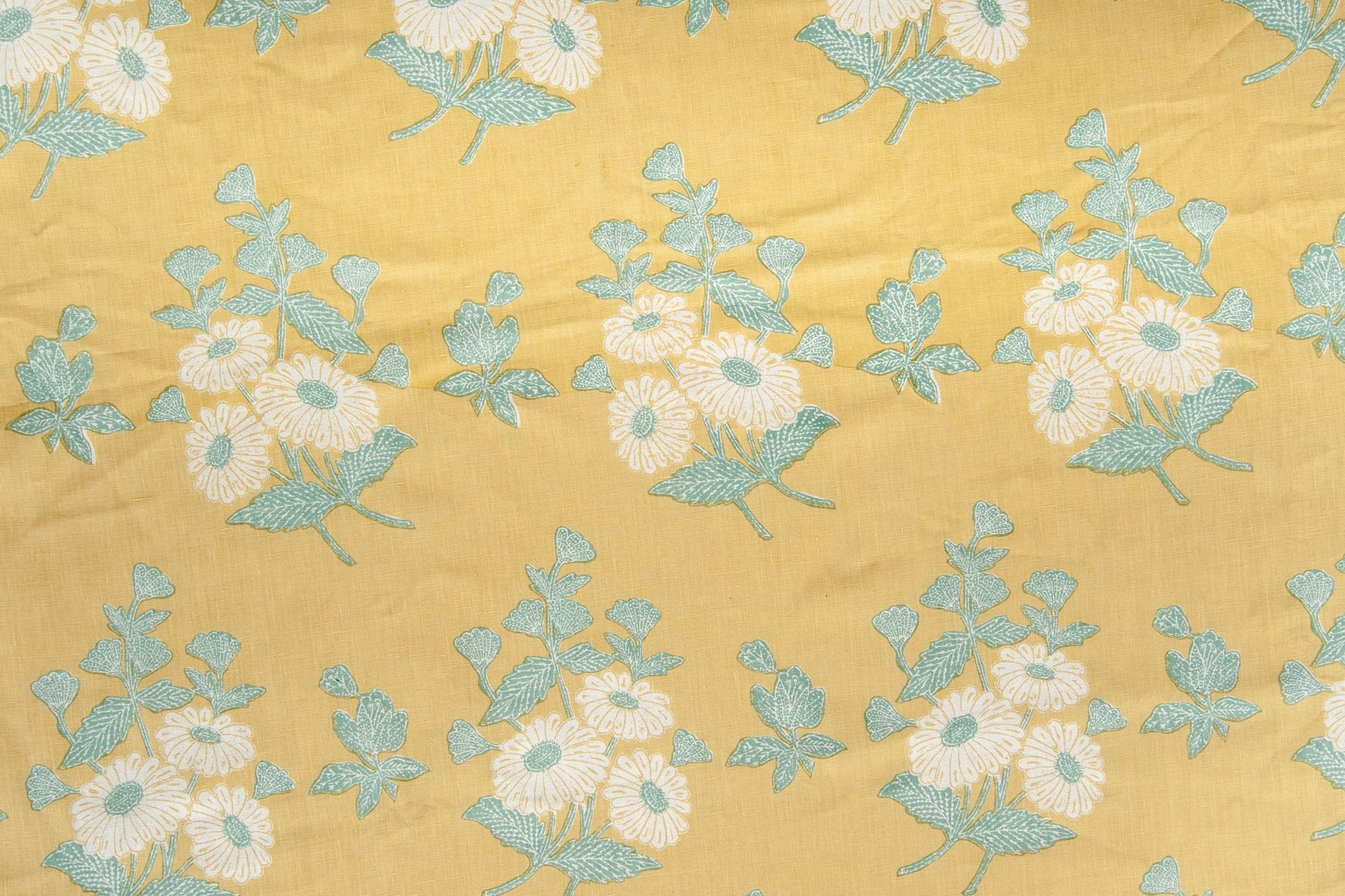 Floral Batik linen - Yellow colorway repeat