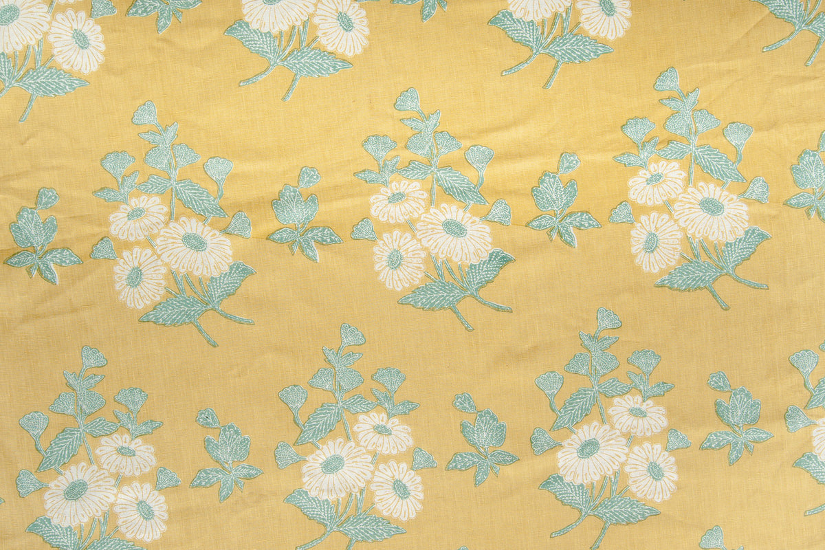 Floral Batik linen - Yellow colorway repeat