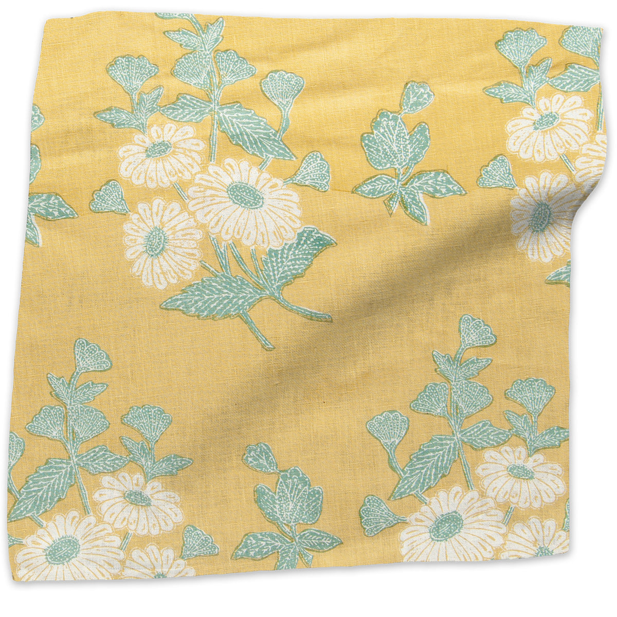 Floral Batik linen - Yellow colorway swatch