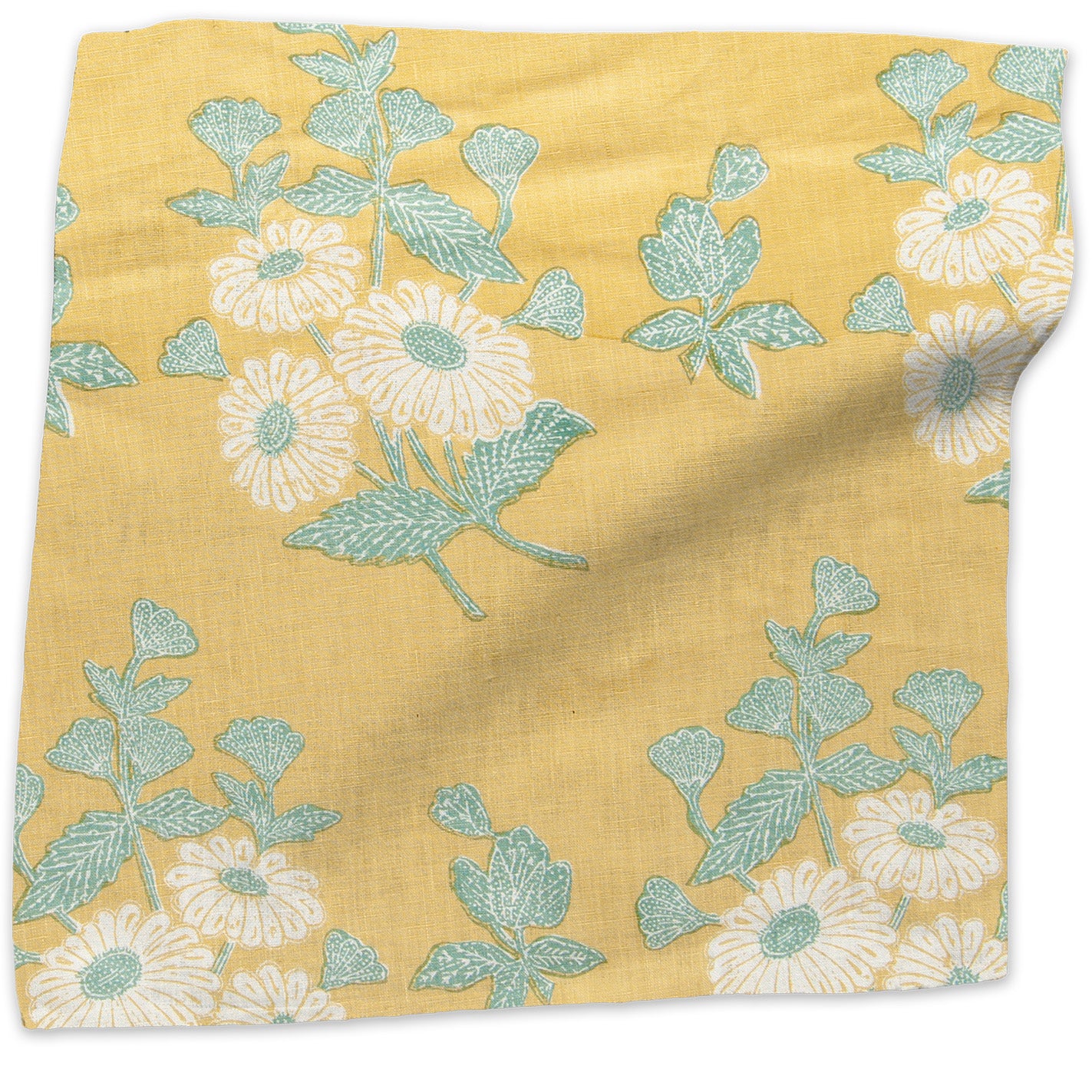 Floral Batik linen - Yellow colorway swatch