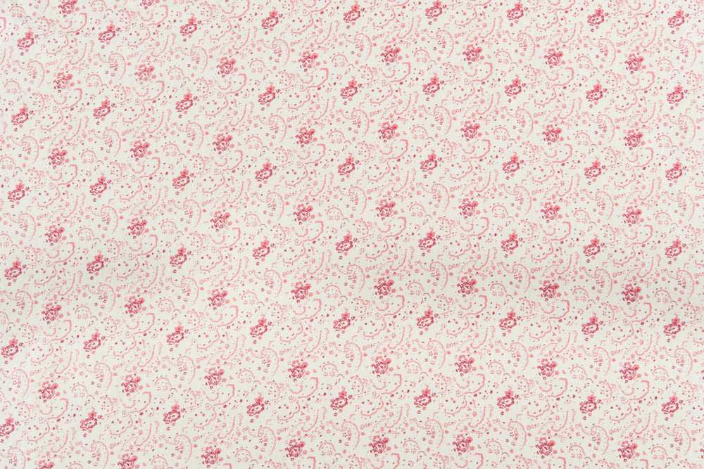 Floral linen - Red colorway repeat