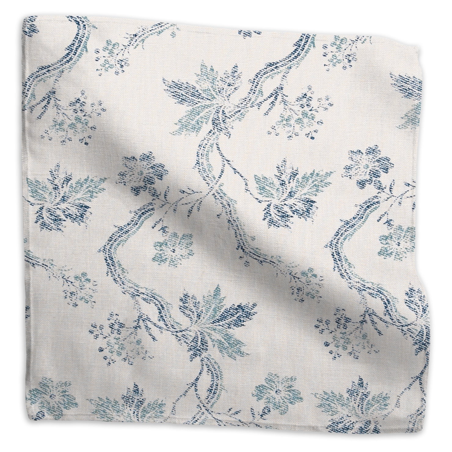 Froxfield floral linen - Indigo colorway swatch