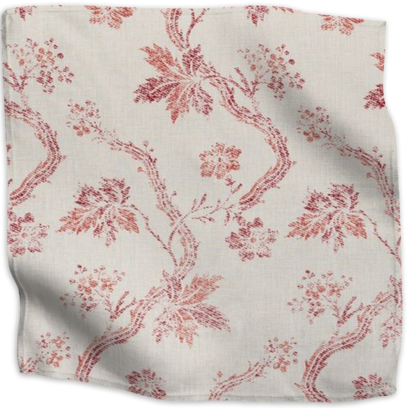 Froxfield floral linen - Red colorway swatch