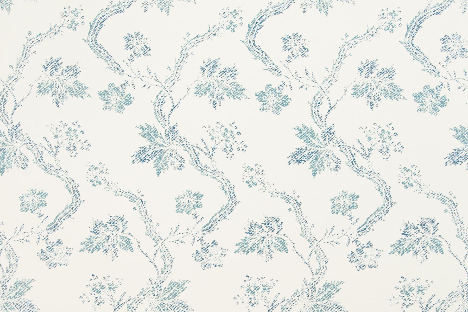 Froxfield floral linen - Turquoise colorway repeat