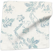 Froxfield floral linen - Turquoise colorway swatch