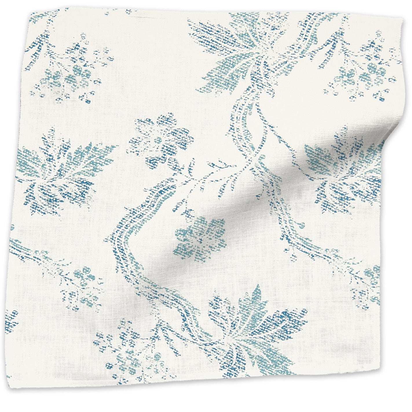 Froxfield floral linen - Turquoise colorway swatch