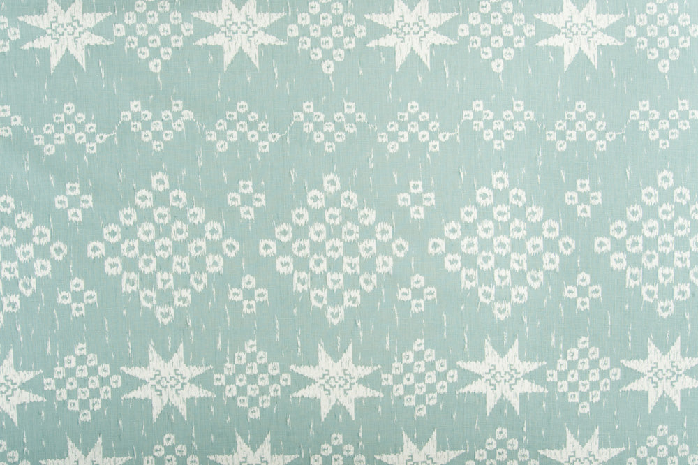 Gitana geometric linen - Blue colorway repeat