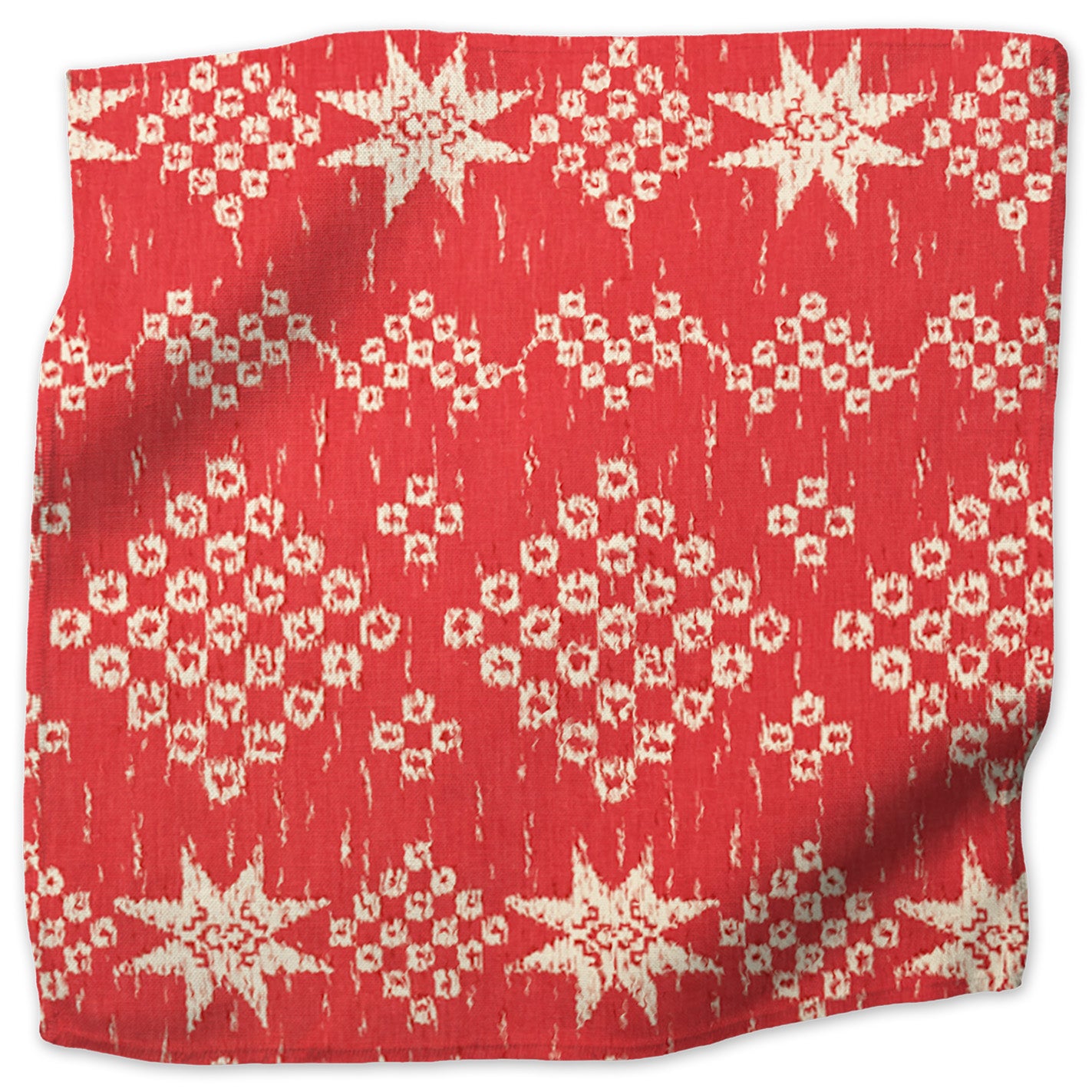 Gitana geometric linen - Red colorway swatch