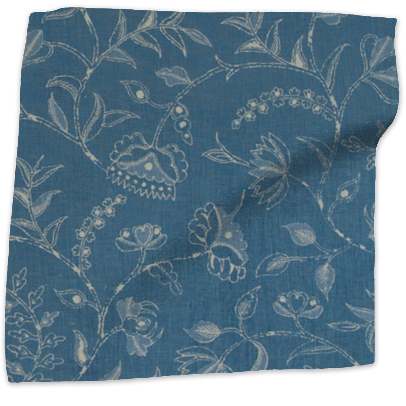 Greta floral linen - Alta Blue colorway swatch