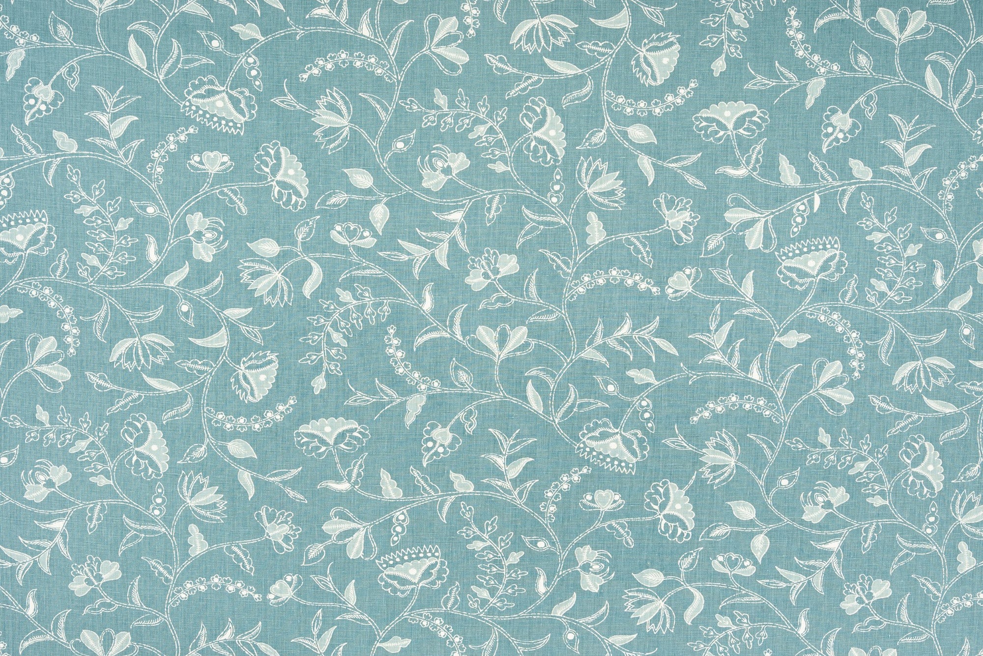 Greta floral linen - Blue colorway repeat