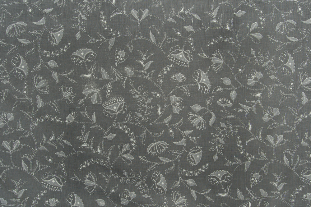 Greta floral linen - Charcoal colorway repeat