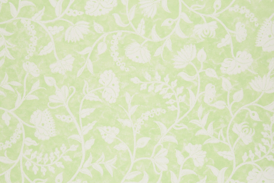 Greta floral wallpaper - Margarita Green colorway repeat