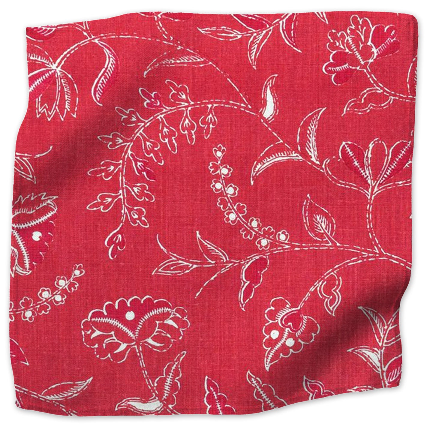 Greta floral linen - Red colorway swatch