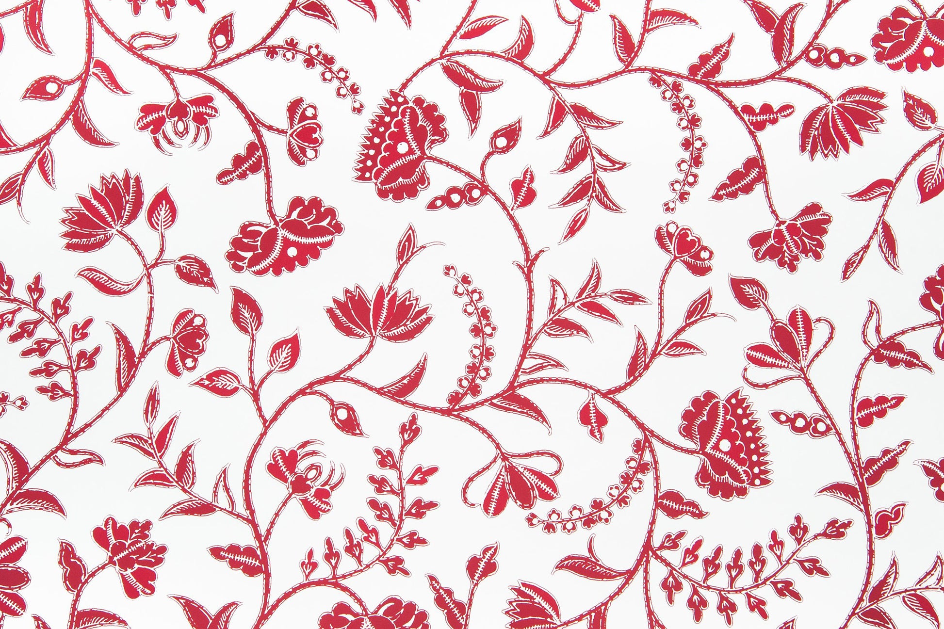 Greta Reverse floral wallpaper - Red colorway repeat