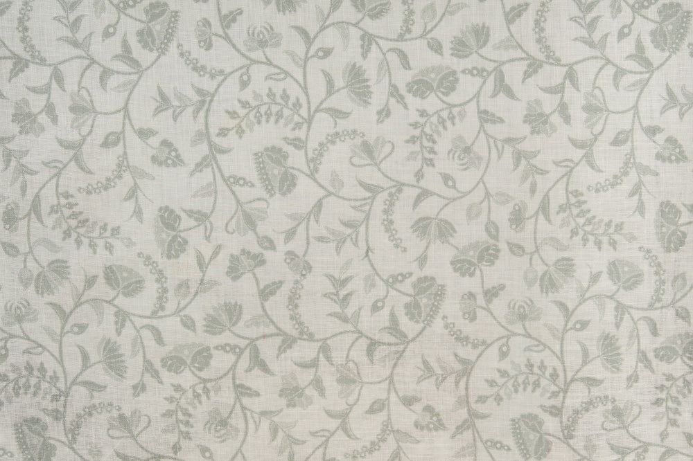 Greta Reverse floral linen - Gray - Sheer colorway repeat
