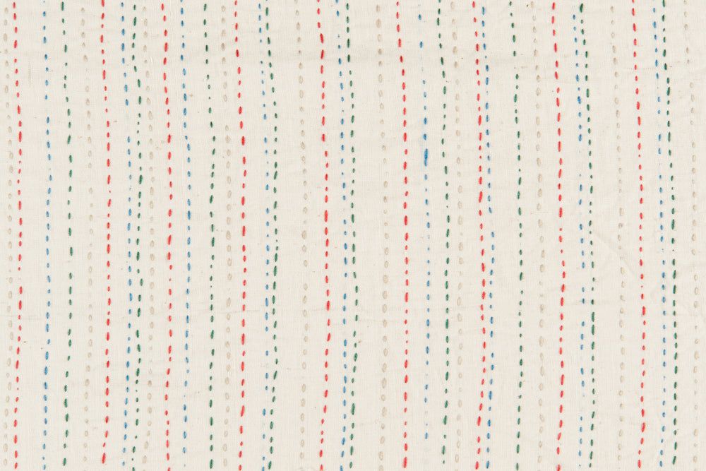 Hand-Stitched dotted cotton - Multi-Color colorway repeat