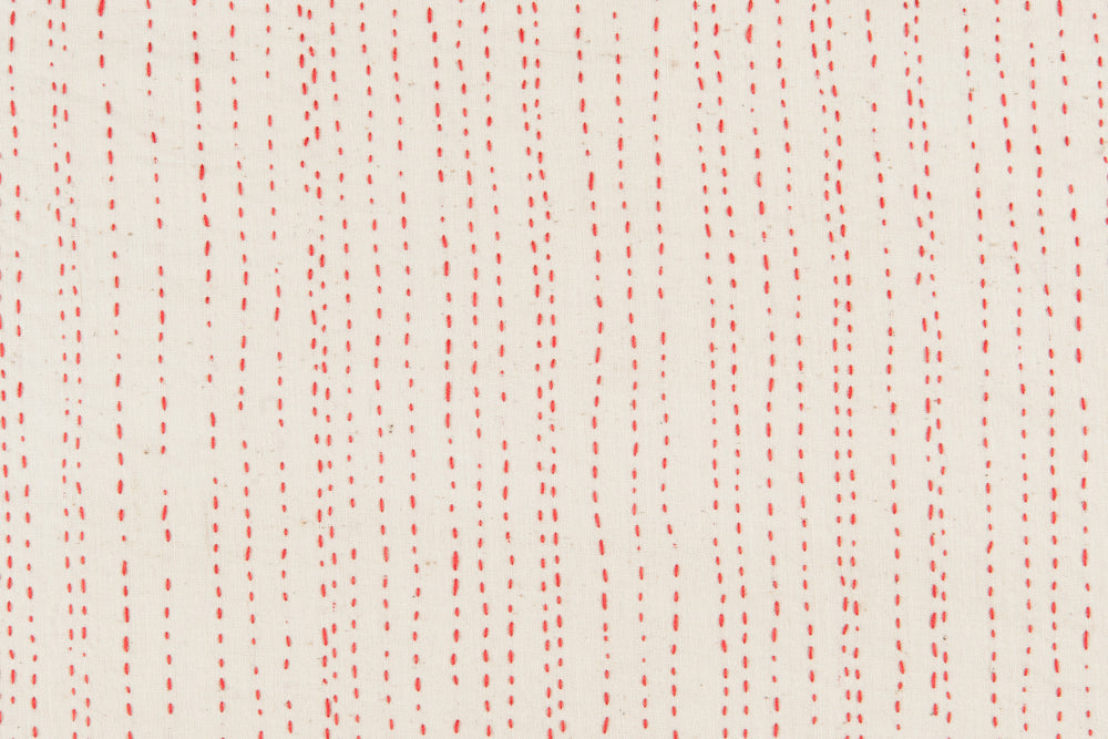 Hand-Stitched dotted cotton - Red colorway repeat