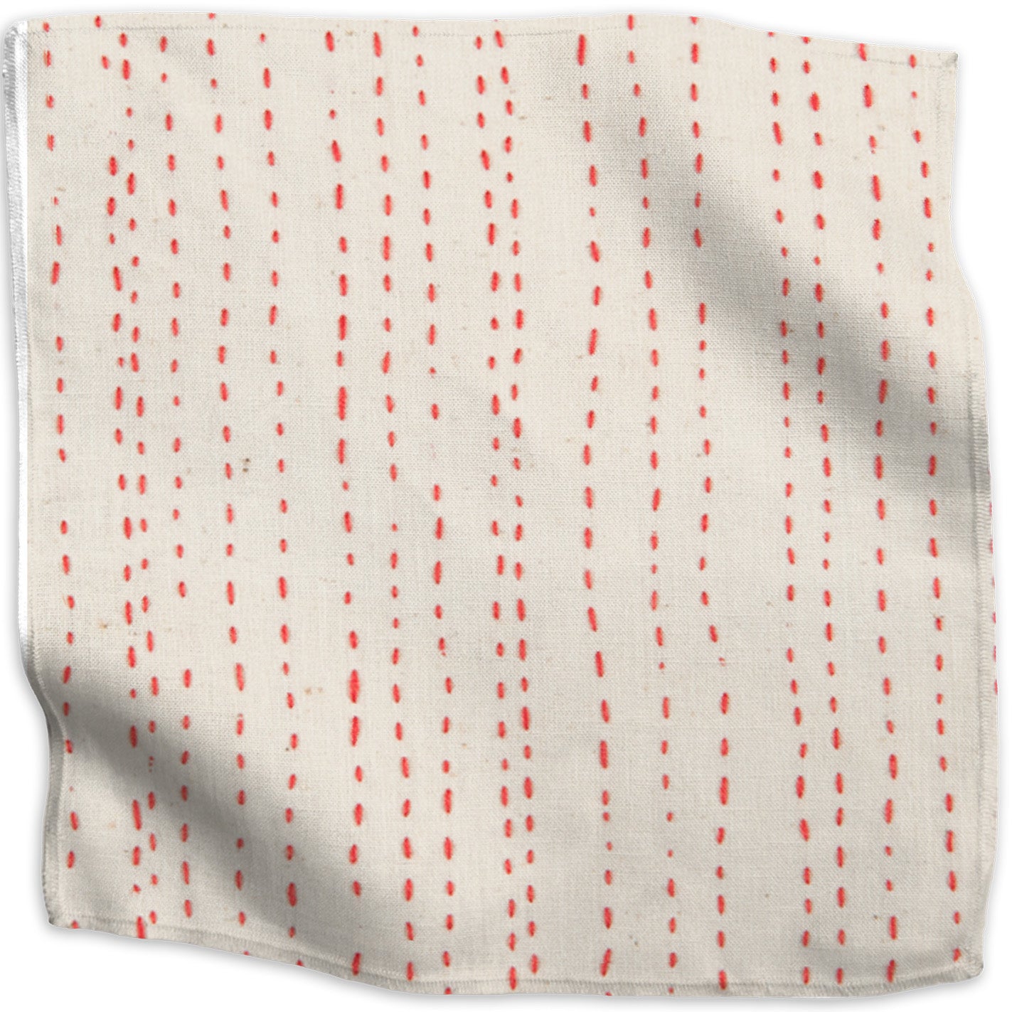 Hand-Stitched dotted cotton - Red colorway swatch