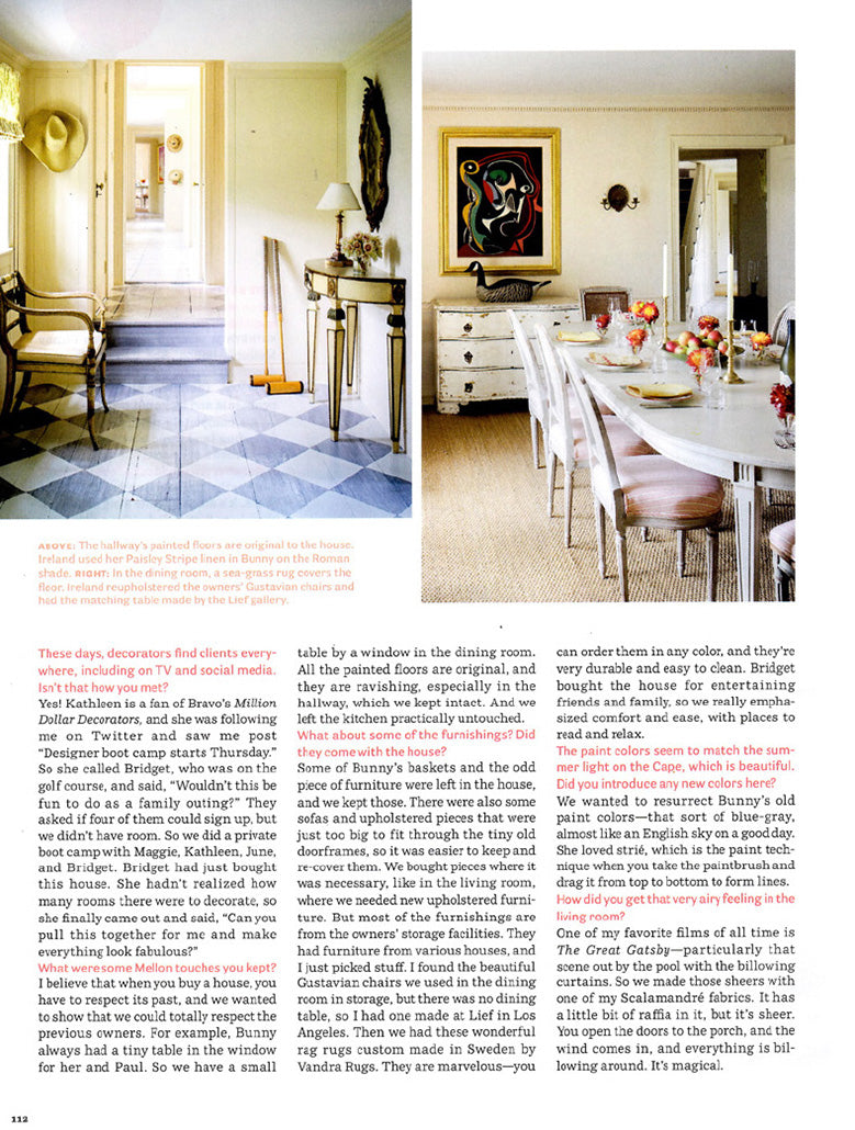 A page in House Beautiful magazine featuring a Cape Cod home designed by Kathryn M. Ireland