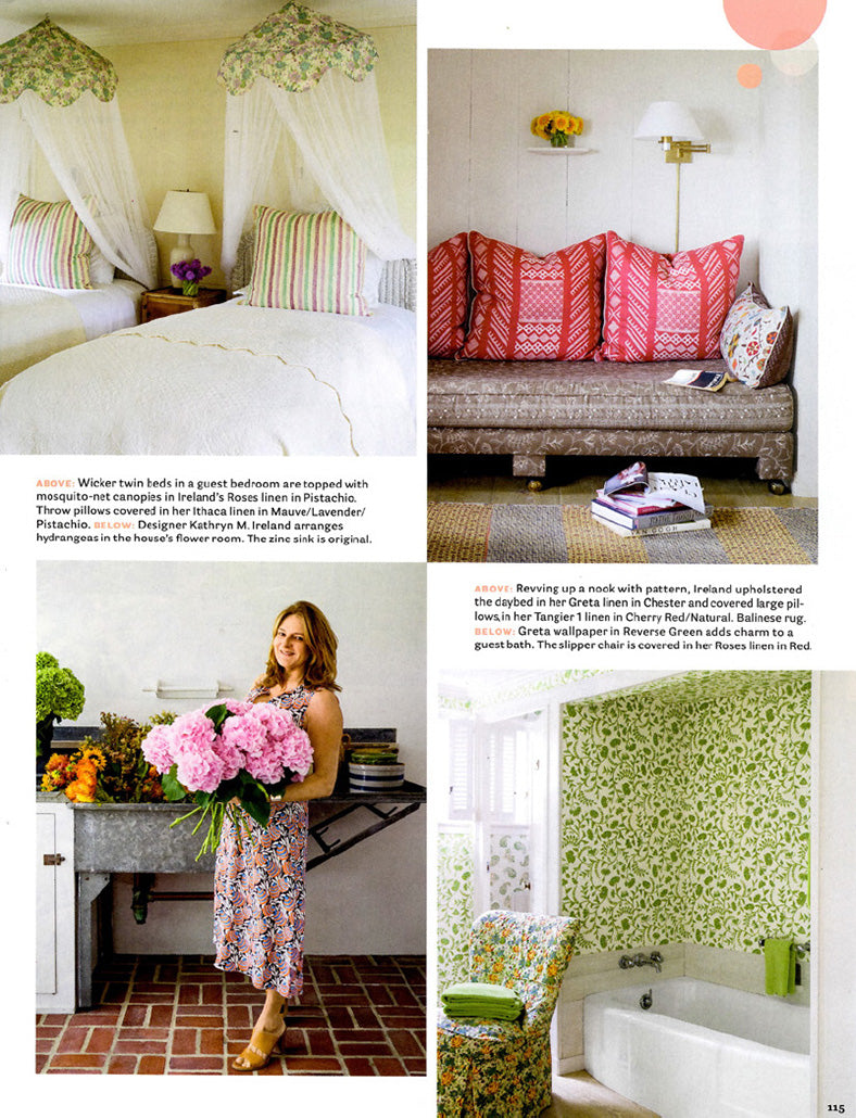 A page from House Beautiful magazine featuring Kathryn M. Ireland