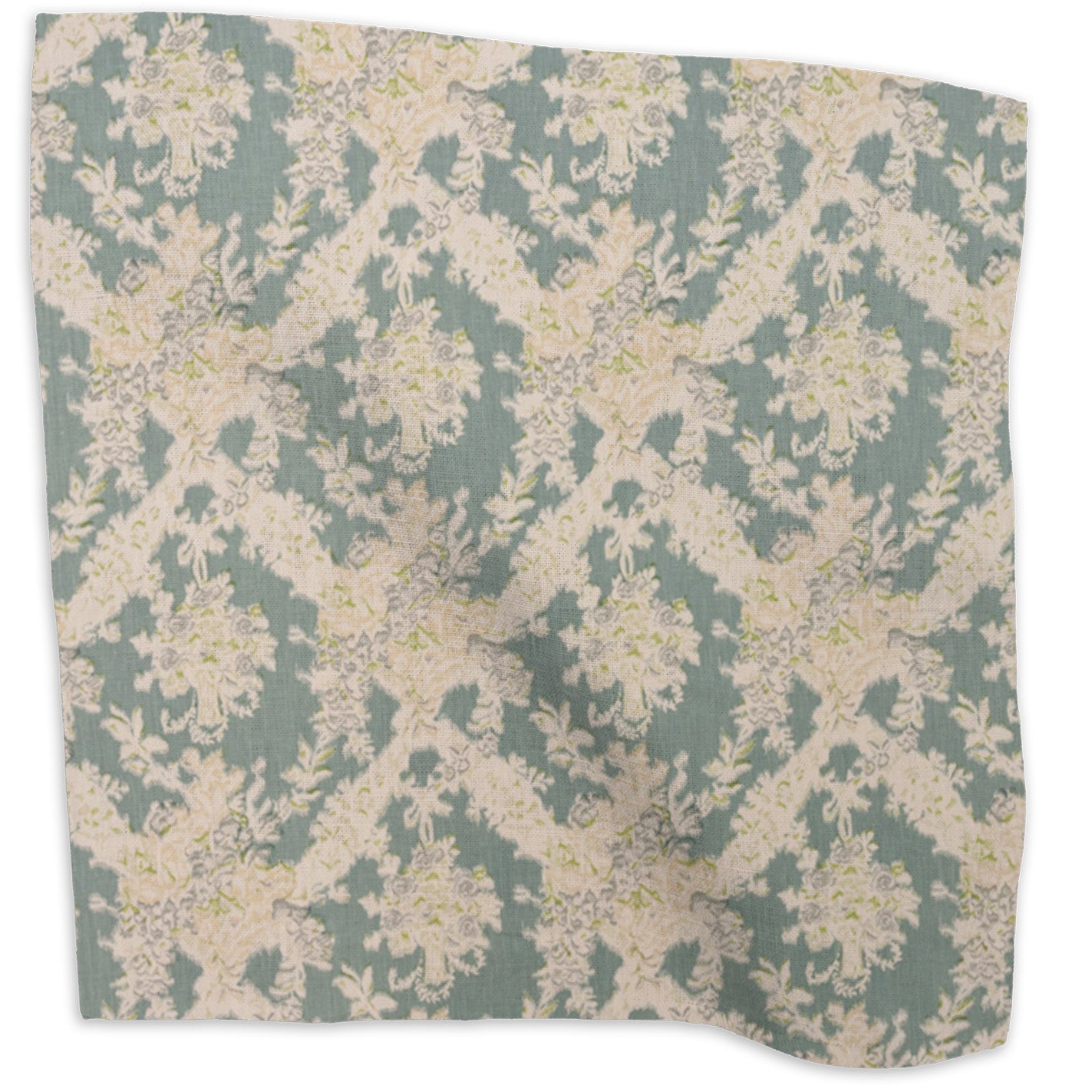 Ikat floral linen - Blue colorway swatch