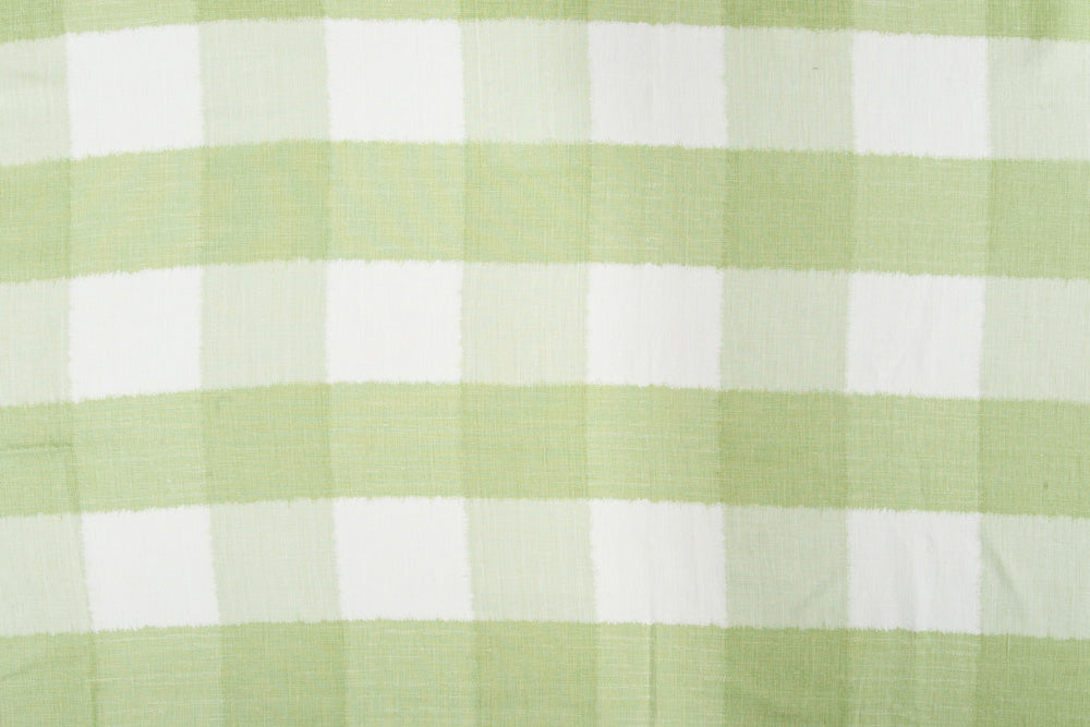 Ikat Check linen - Green colorway repeat