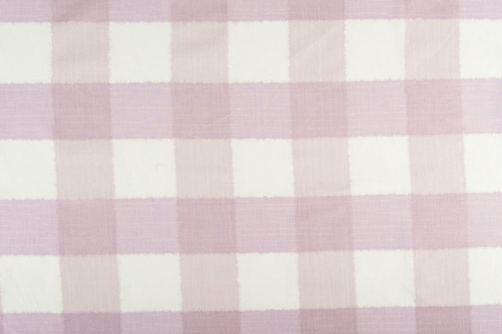 Ikat Check linen - Lavender colorway repeat