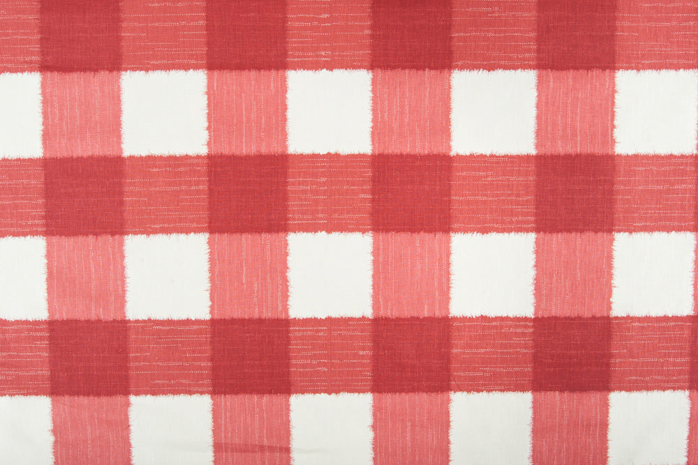 Ikat Check linen - Red colorway repeat
